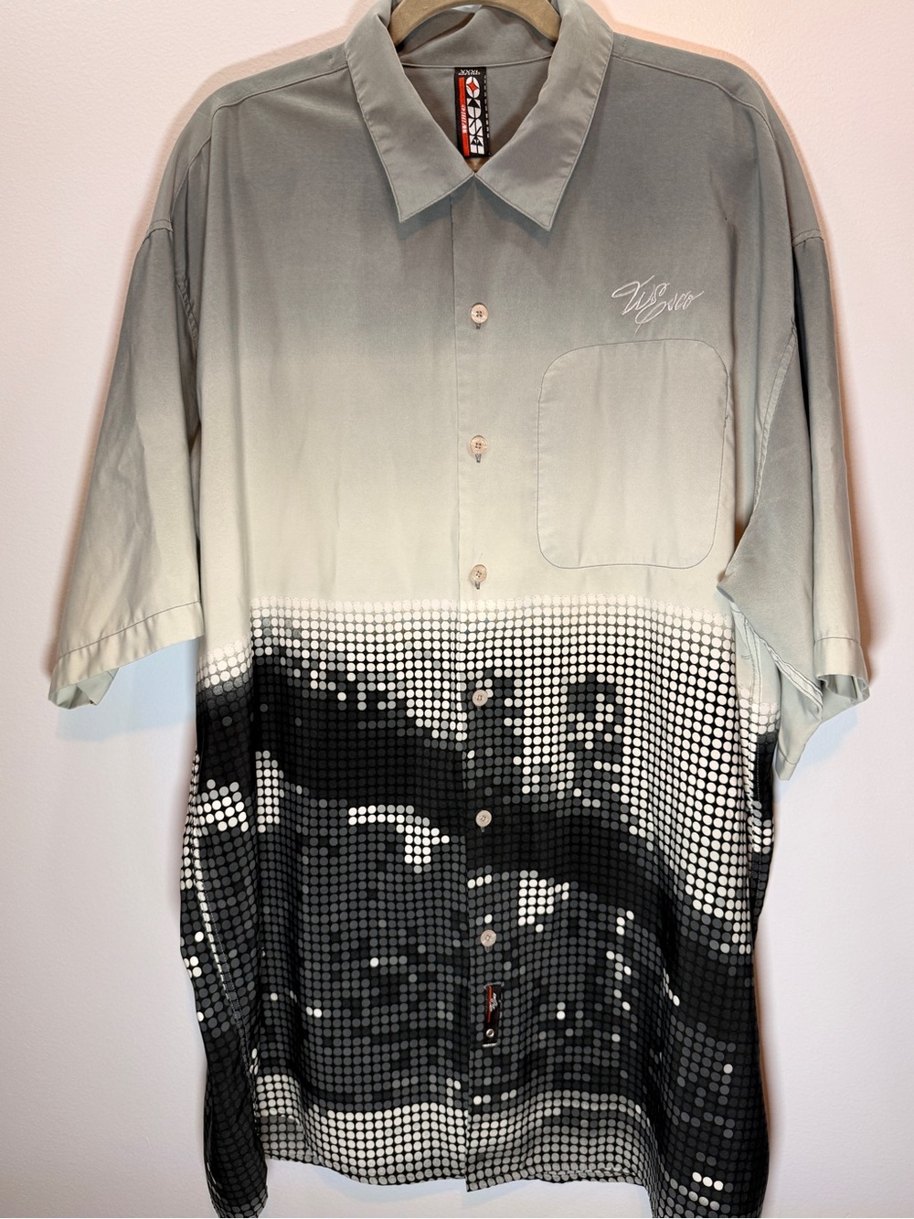 Willie Esco Vintage Halftone Dot Print Button-up Shirt